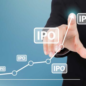 Businessman pointing hand on the transparent ipo text, trading, investment and business concept